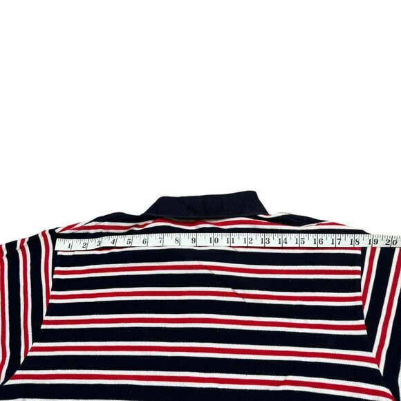 Vintage Polo Sport Striped T-Shirt Men's Sz L? Red White Navy Casual Button - Picture 6 of 9
